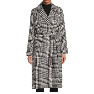 Jason Maxwell Black and White Houndstooth Trench Coat